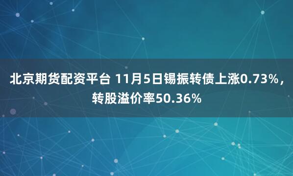 北京期货配资平台 11月5日锡振转债上涨0.73%，转股溢价率50.36%