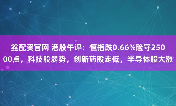 鑫配资官网 港股午评：恒指跌0.66%险守25000点，科技股弱势，创新药股走低，半导体股大涨