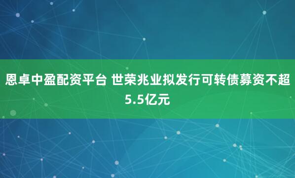 恩卓中盈配资平台 世荣兆业拟发行可转债募资不超5.5亿元